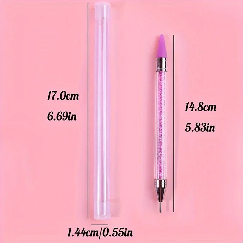 Nails Art Brush For Manicure Double Head Point drill pen Dot Painting Point Pen Rhinestone Picker Wax Pencil Crystal Handle Tool