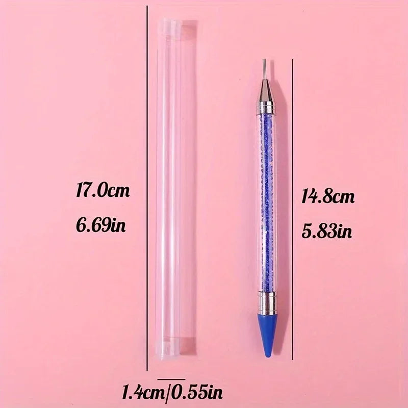 Nails Art Brush For Manicure Double Head Point drill pen Dot Painting Point Pen Rhinestone Picker Wax Pencil Crystal Handle Tool